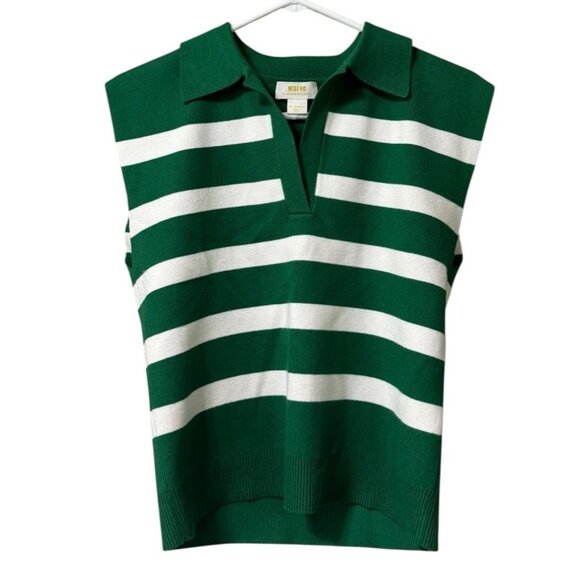 Maeve Anthropologie Sweater Vest Women Size XX Small Striped Cap Boxy Collared - Picture 1 of 9